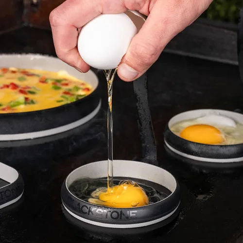 Miniatura 5 de Blackstone Kit de anillos de huevo y tortilla (juego de 7 piezas) – Molde de silicona antiadherente para huevos y tortillas para panqueques