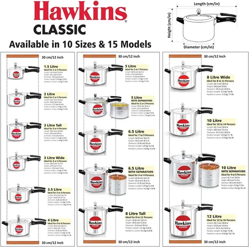Miniatura 4 de Olla a presión de aluminio Hawkin Classic CL15, pequeña, 0.4 galones, color plateado, Plateado