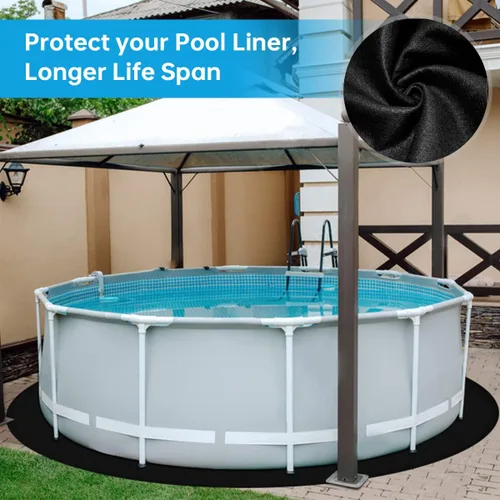 Miniatura 5 de Almohadilla redonda de revestimiento de piscina de 15 pies, almohadillas precortadas para piscina sobre el suelo, prolonga la vida útil