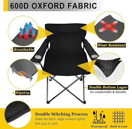 Miniatura 5 de Joyfair Silla de camping portátil, sillas plegables para césped al aire libre para adultos, sillas plegables grandes resistentes para playa, pesca