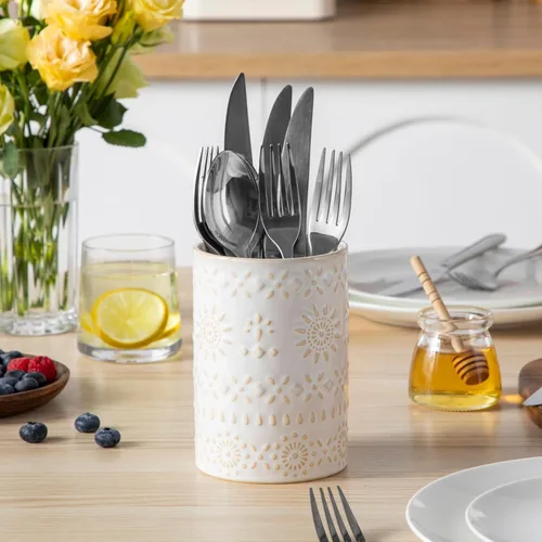 Miniatura 7 de LOVECASA Soporte para utensilios, de cerámica de 7.2 pulgadas + 5.4 pulgadas para encimera, utensilios de cocina grandes para encimera de cocina