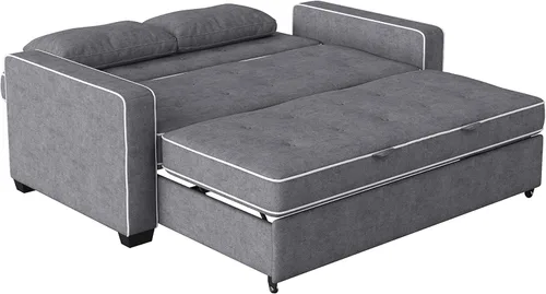 Miniatura 10 de Serta Ainsley Sofá Cama Convertible de 66.5", Tamaño Full, Dreamcoil Comfort, Tela Tejida Suave, Carbón
