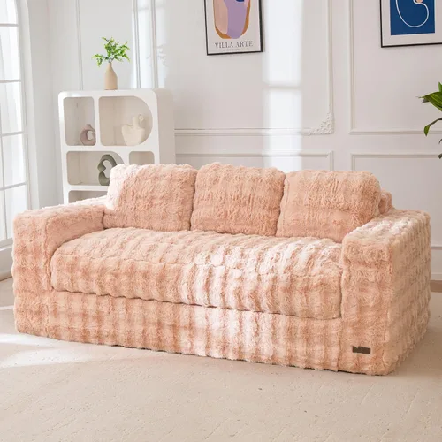 Miniatura 16 de MAXYOYO Sofá de dos plazas para sala de estar, sofá pequeño acolchado sin estructura, cómodo sillón tipo puf para espacios pequeños, dormitorio