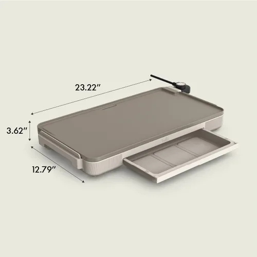 Miniatura 8 de bella Plancha eléctrica de 12 x 22 pulgadas con bandeja de calentamiento, revestimiento antiadherente de cerámica EverGood™ y sonda de temperatura