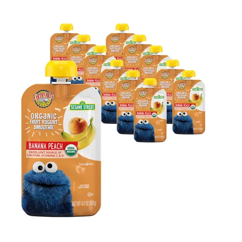 Earth's Best Bolsas de batido de yogur orgánico, más de 24 meses, batido de yogur de frutas para niños de 24 meses en adelante, melocotón de