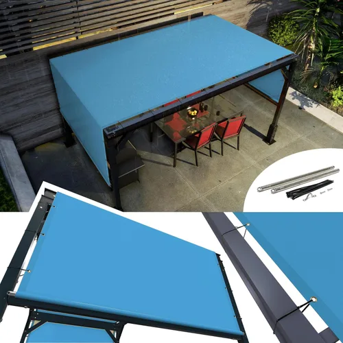 Amgo - Toldo de 6' de ancho x 15' de largo, azul impermeable, toldo de pérgola UPF50, reemplazo de cubierta de sombra solar, tela de 220 GSM para