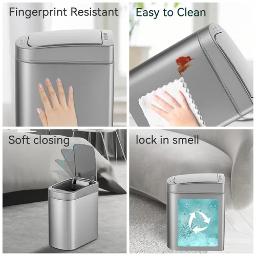 Miniatura 5 de Ninestars Cubo de basura automático con sensor de movimiento para baño, 1.8 galones, apertura inteligente, para baño, dormitorio, cocina, oficina