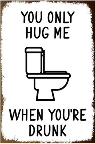 Miniatura 8 de Cartel de metal retro divertido para el baño, cartel de metal con texto en inglés "Hell Out of Toilet Paper", decoración artística de pared