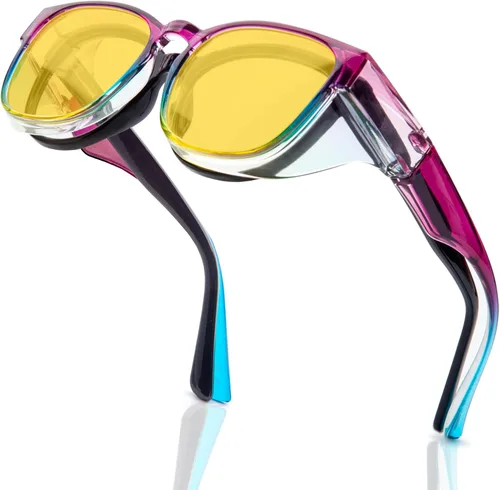 Miniatura 10 de LianSan Gafas de seguridad sobre anteojos para mujer, gafas antivaho que se ajustan sobre las gafas para certificación ANSI Z87.1 Gris claro