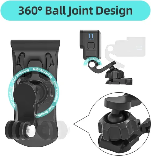 Miniatura 2 de Soporte para visera solar de automóvil, clip rápido con gancho universal en J de bola compatible con GoPro Hero 13 12 11 10 9 8 7 6 5 Negro, DJI