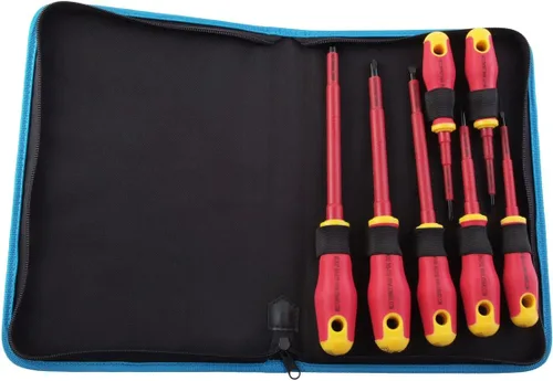 Jonard Tools TK-70INS Juego de destornilladores aislados de 7 piezas con destornilladores aislados Phillips #1, #2 y #3 y cuatro gabinetes ranurados