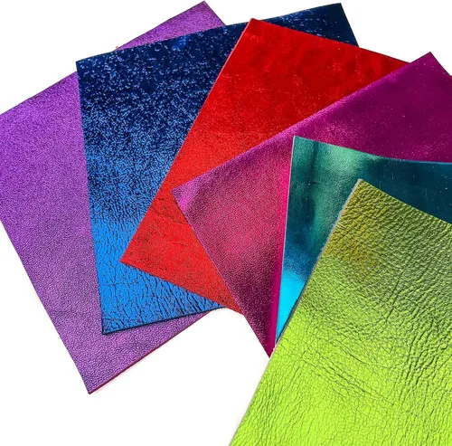 Miniatura 7 de Restos de cuero - Hojas de cuero metálico precortadas de 5 x 5 pulgadas (4.7 x 4.7 in) para manualidades y fabricación de joyas