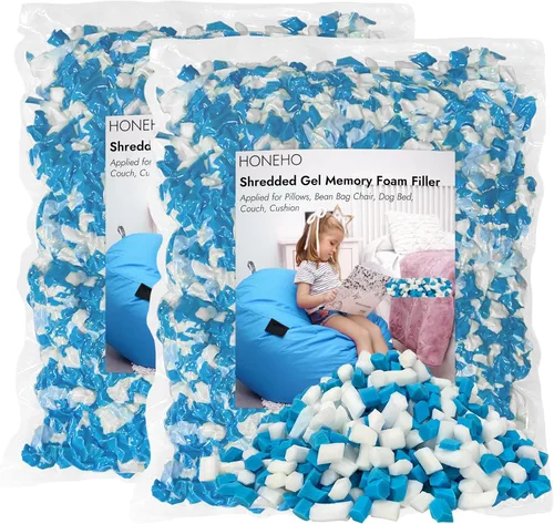 Miniatura 29 de Relleno de espuma viscoelástica de gel triturado de 2.48 libras, cómodo y suave, para almohada refrescante, puf, cama de perro, cojín de sofá