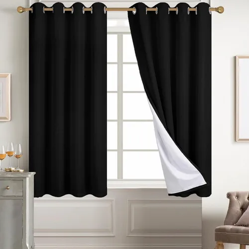 Miniatura 21 de Diraysid Cortinas 100% opacas de lino beige para dormitorio, con ojales, aislamiento térmico, cortinas de oscurecimiento de habitación