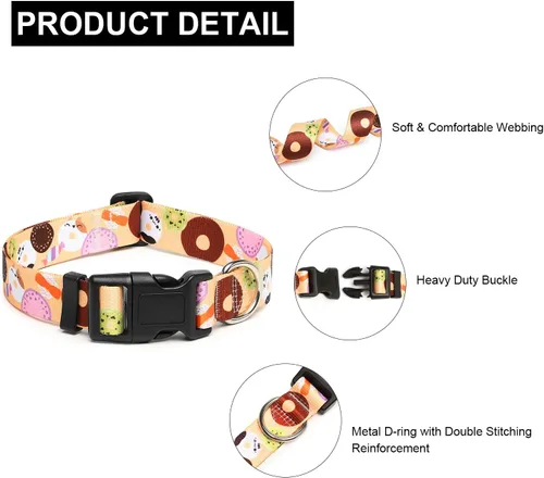 Miniatura 3 de Mercano Collar ajustable para perro - Diseños especiales con patrones, collar de nailon suave, cómodo y duradero para mascotas, para perros