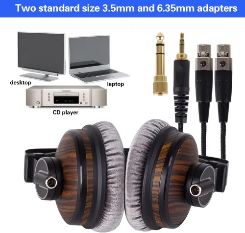 Miniatura 5 de lotoraia Auriculares de monitor de estudio de música de alta fidelidad, unidad de controladores de 1.969 in y conector de 0.138 in/0.250 in