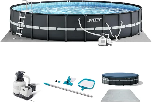 Intex 26329EH Ultra XTR - Juego de piscina sobre el nivel del suelo de 18 pies x 52 pulgadas con bomba de filtro de arena y kit de mantenimiento de