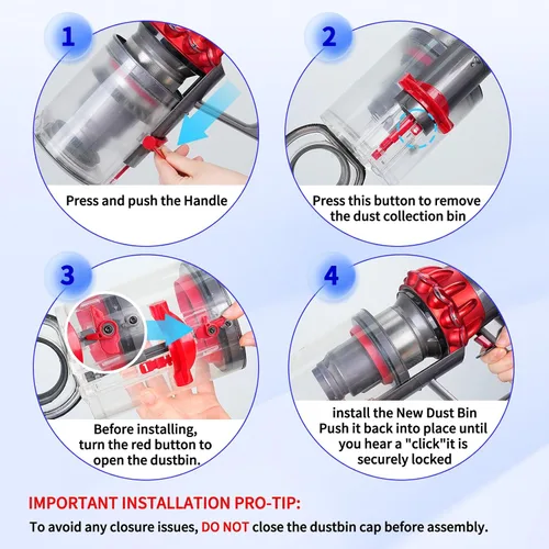 Miniatura 4 de keluke - Contenedor de repuesto de 7.79 pulgadas compatible con Dyson V10 SV12 y Absolute Clear dirt cup replaces part 969509-01. Fits V10 Animal