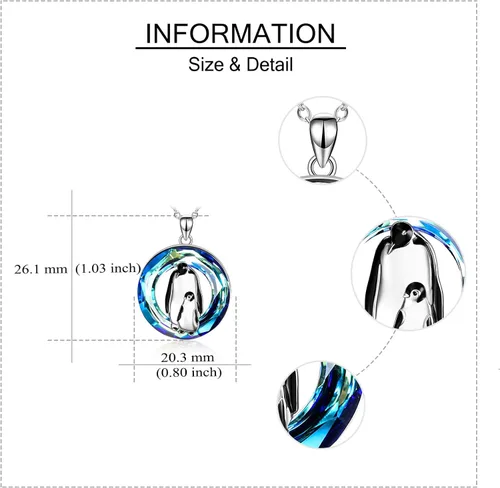 Miniatura 4 de ONEFINITY Penguin Necklace Gifts for Women 925 Sterling Silver Crystal Penguin Mother and Baby Pendant Jewelry for Penguin Lovers Gifts