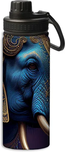 Miniatura 24 de OOZ Calavera y flores patrón 18 oz deportes aislados botellas de agua de acero inoxidable para correr, senderismo, ciclismo, escalada, negro Negro 8
