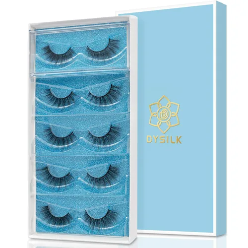Miniatura 21 de DYSILK Pestañas postizas Wispy - Pestañas postizas de visón 5 pares 6D Extensión de pestañas postizas falsas de visón, Pestañas postizas naturales 5