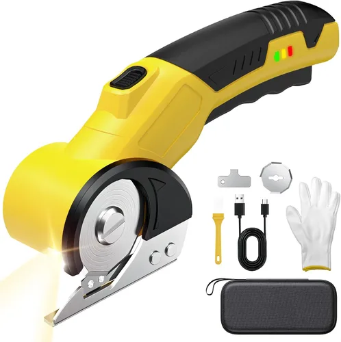 Cortador de cartón eléctrico inalámbrico – Tijeras giratorias recargables para cartón, tela, alfombra, cuero, cortador de caja resistente con