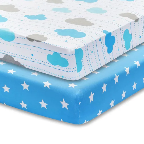 Miniatura 32 de EVERYDAY KIDS Juego de 2 sábanas bajeras ajustadas para cuna de niño, 100% microfibra suave y transpirable, sábana para bebé, se adapta al colchón
