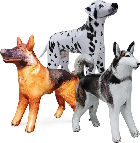 Jet Creations Paquete de 3 inflables para perros – Husky, dálmata y pastor alemán (30 pulgadas de alto) – Decoración de Halloween y otoño para el
