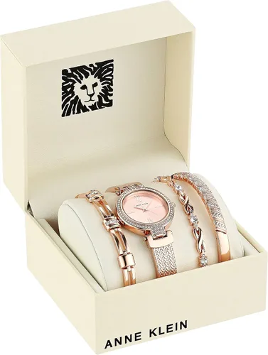 Miniatura 2 de Anne Klein Juego de reloj y pulsera con detalles de cristal premium para mujer, AK3584