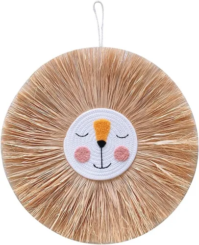 Tapiz para colgar en la pared con cabeza de animal, tejido a mano para colgar en la pared, decoración de pared de dibujos animados, león, tigre,