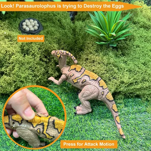 Miniatura 3 de EKU Juguetes de Dinosaurio Chomp Action Mosasaurus Spinosaurus Toy, Cabeza Móvil Movimiento de Ataque Parasaurolophus Figuras de Acción Realistas