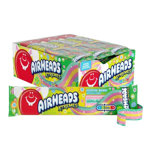 Airheads Xtremes, cinturones de caramelo con sabor a bayas Hoppin de la edición Sweetly Sour de primavera, cestas de Pascua, 2 onzas (Paquete de 18)