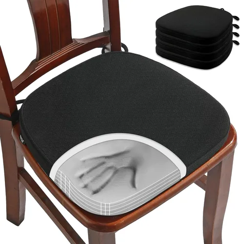 Miniatura 7 de BUYUE Cojines de Espuma Viscoelástica de Lujo para Sillas, Paquete de 6, Jacquard 16" en Forma de U, Cojines Cómodos para Sillas de Comedor, Borgoña