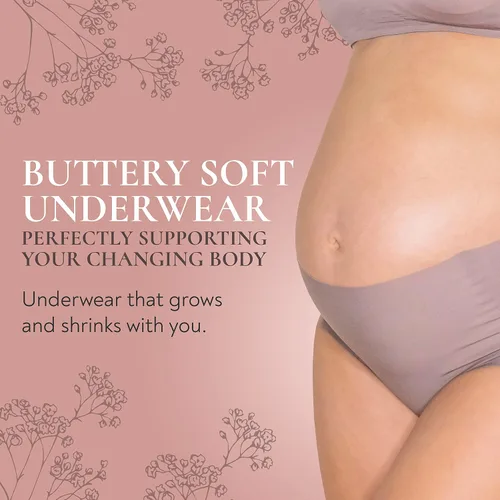 Miniatura 2 de Ropa interior de maternidad para mujer, sin costuras, posparto, no se ve, cintura alta sobre el bache, paquete de 5