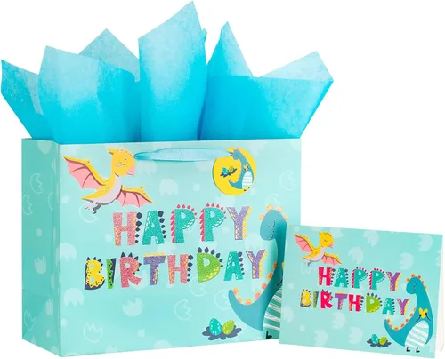 Miniatura 13 de Loveinside Bolsa de regalo de cumpleaños negra con papel de seda para cumpleaños, baby shower, fiesta y más, 13 x 5 x 10 pulgadas, 1 unidad