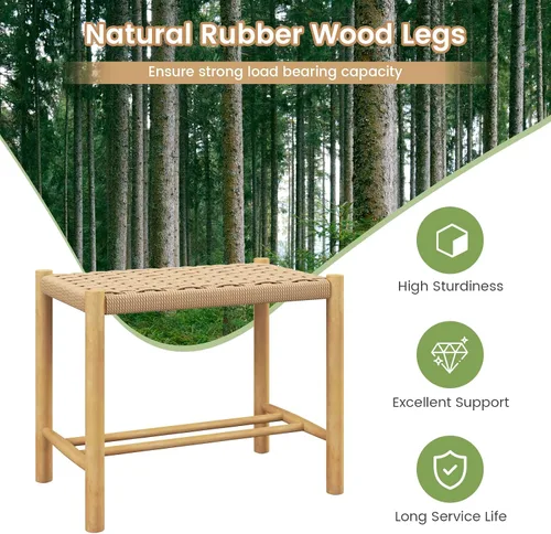 Miniatura 5 de Giantex Juego de 2 taburetes de madera, sillas bohemias sin espalda de 18 pulgadas de alto con patas de madera de goma, carga máxima de 330 libras