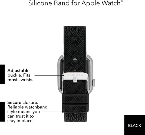 Miniatura 5 de Anne Klein Correa de silicona a la moda para Apple Watch, segura, ajustable, repuesto de correa de Apple Watch, se adapta a la mayoría de las muñecas