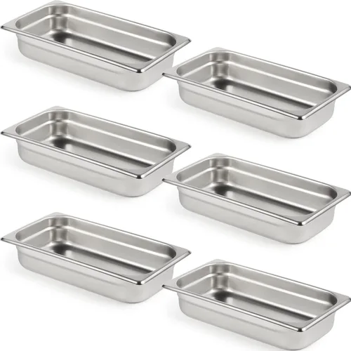 Miniatura 17 de CURTA Paquete de 6 sartenes antiatascos para hotel, tamaño 1/6 de 6 pulgadas de profundidad, bandeja comercial NSF de acero inoxidable 18/8
