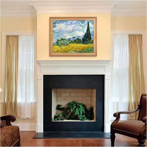 Miniatura 812 de A&T ARTWORK Campo de trigo con cipreses de Van Gogh Las reproducciones de arte clásico mundial, impresiones en lienzo giclée para decoración