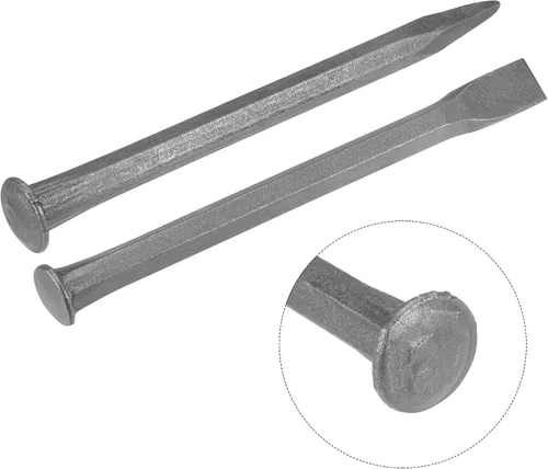 Miniatura 3 de uxcell Cincel de mampostería para roca 9.8 "plano+cabeza de talla puntiaguda arenado acero al carbono medio para tallar piedra romper hormigón 1