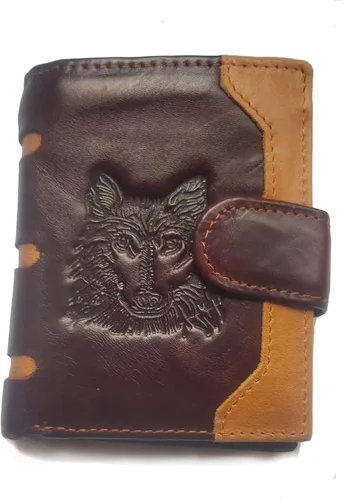 Miniatura 39 de Hombres Cool Eagle Wolf Caballo Totem Cuero Vaca Vertical Cartera Cremallera Multi-tarjeta Titular, Tótem de caballo, Minimalista
