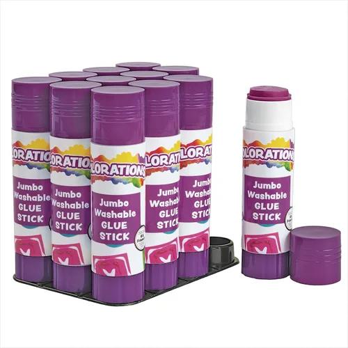 Miniatura 5 de Colorations® Pequeñas barras de pegamento púrpura lavables que desaparecen en una bandeja, juego de 12, cada una de 0.32 onzas, no tóxico y libre