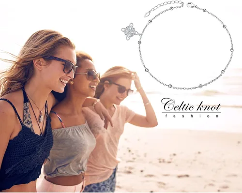 Miniatura 6 de Tobillera de plata de 925 para mujer chica para uso bohemio playa ajustable para regalo de cumpleaños