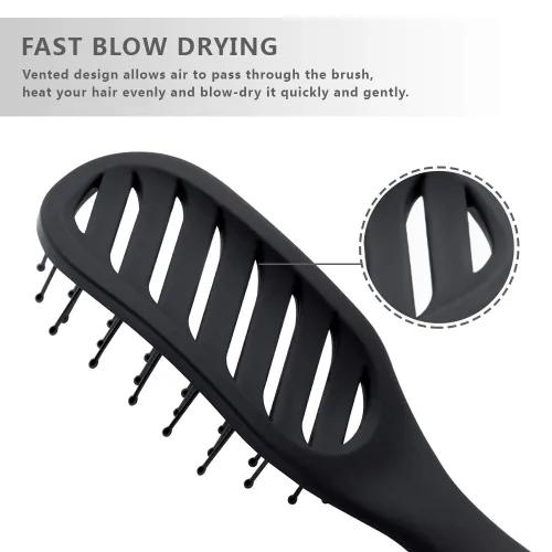 Miniatura 4 de Cepillo de ventilación curvo para secar con soplado y desenredar Solon Cepillo de cabello húmedo para cabello largo y grueso fino rizado natural