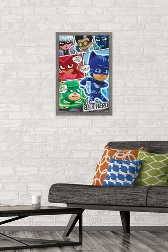 Miniatura 2 de Trends International PJ Masks - Póster de pared, 14.725 x 22.375 pulgadas, versión enmarcada de madera de granero