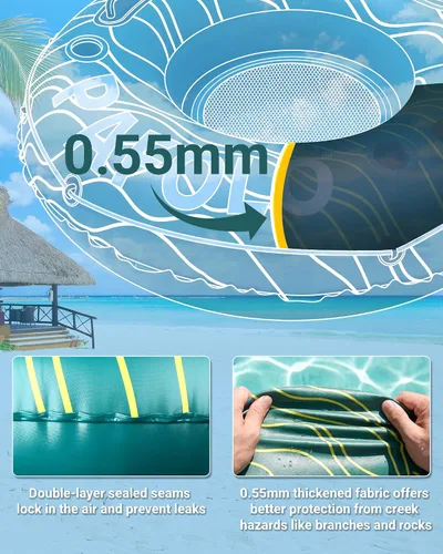 Miniatura 6 de River Tube for Adults, Tube for River Floating, Heavy Duty River Tube for Beach Lake Rafting, River Floats with Mesh Bottom, Puncture-Resistant
