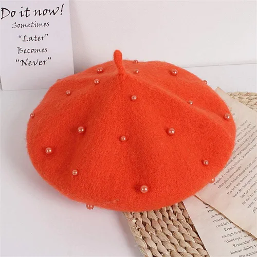 Miniatura 12 de Gorros de boina de perlas para bebés y niñas, sombreros de lana para fiesta de bebé, sombreros de primavera y verano, accesorios para bebés de 2 a 6