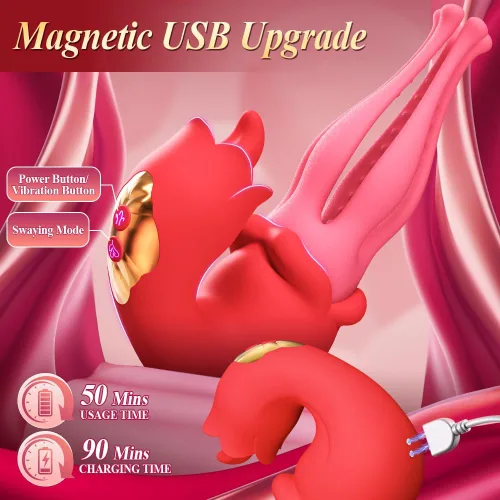Miniatura 8 de Juguetes sexuales vibrador de punto G consolador lengua juguetes adultos rosa juguete sexual vibrador de 3 en 1 con empuje estimulador de pezón
