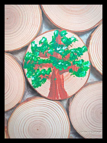 Miniatura 3 de Woody's Craftshop - Rodajas de madera natural, 32 piezas, 2-2.5 pulgadas x 0.5 pulgadas, pino sin terminar con borde vivo, lienzos para adornos