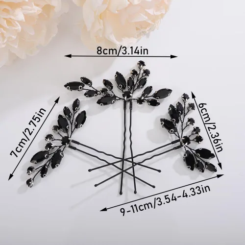 Miniatura 5 de Teyglen Juego de 3 horquillas para el cabello con diamantes de imitación, hechas a mano con cristales para novias, mujeres, niñas (azul lago)